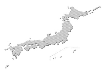 ベクター日本地図 キューブドットマップ アイソメトリック
