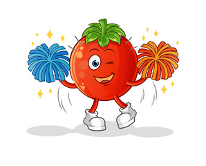 tomato cheerleader cartoon. cartoon mascot vector