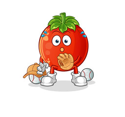 tomato baseball Catcher cartoon. cartoon mascot vector
