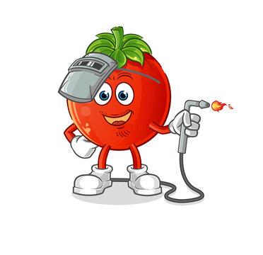 recommend clip art: tomato welder mascot. cartoon vector