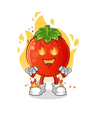 tomato on fire mascot. cartoon vector