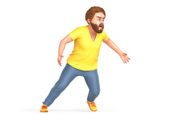 Casual clothing aggressive man. Isolated. 3D Rendering