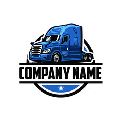Trucking company ready made logo template emblem set. Semi truck 18 wheeler freight badge logo vector isolated. Perfect logo for trucking and freight industry. © bonky