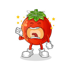 tomato yawn character. cartoon mascot vector