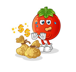 Fototapeta premium tomato refuse money illustration. character vector