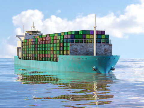 Large container ship with full cargo load