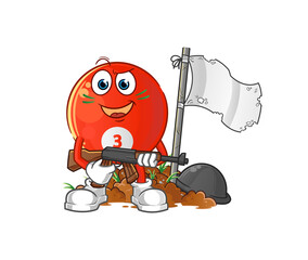 red billiard ball army character. cartoon mascot vector