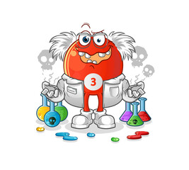 red billiard ball mad scientist illustration. character vector