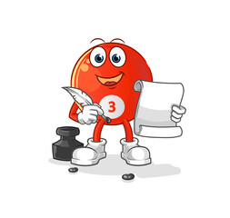 red billiard ball writer vector. cartoon character