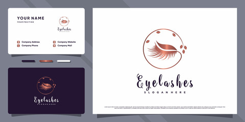 Fototapeta premium Eyelash logo with creative element and business card design Premium Vector