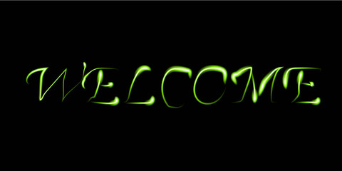 Neon inscription welcome on a black background