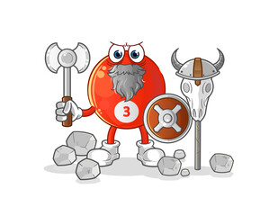 red billiard ball viking with an ax illustration. character vector