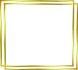 Gold shiny glowing frame with shadows isolated background. Golden luxury vintage realistic rectangle border. illustration - Vector