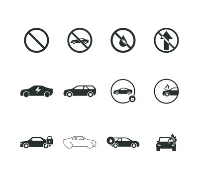 Circle Prohibited No car parking traffic sign. Vector illustration