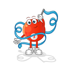 red billiard ball Rhythmic Gymnastics mascot. cartoon vector