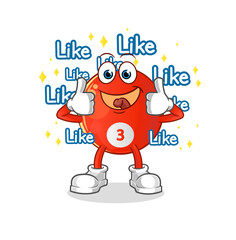 red billiard ball give lots of likes. cartoon vector