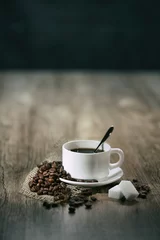 Poster Im Rahmen Tasse Kaffee und Bohnen © guy