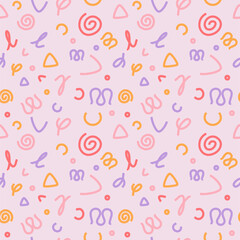 Seamless pattern in pastel colors using simple shapes and lines. Wallpapers, textiles, background for the site