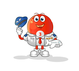 red billiard ball pilot mascot. cartoon vector
