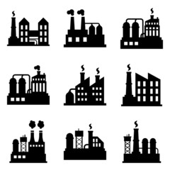 Fototapeta premium Factory Flat Icon Set Isolated On White Background