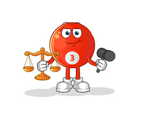 red billiard ball lawyer cartoon. cartoon mascot vector