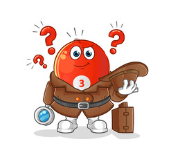 Fototapeta premium red billiard ball detective vector. cartoon character