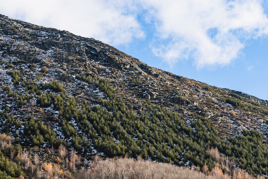 Mountain of Avila in winter with cold tones