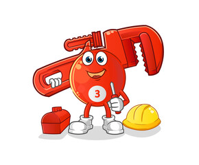 red billiard ball plumber cartoon. cartoon mascot vector