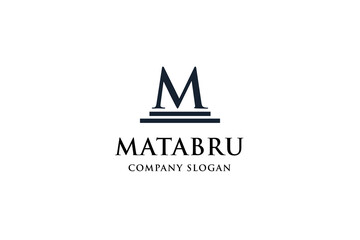 Initial letter M pillar for attorneys and consulting logo design vector illustration.