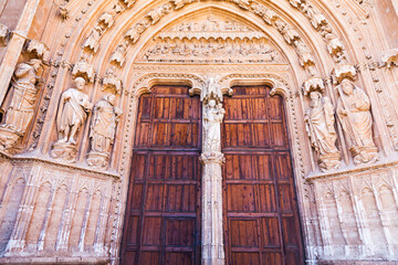 Antique passage with doors in the Palma Cathedral on Palma de Mallorca.