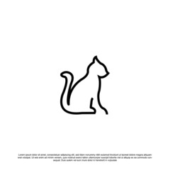 silhouette stand elegant cat logo design vector
