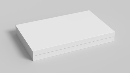 Flat box mock up: White gift box on white background. Side view.