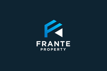 Initial letter F for house or real estate logo design vector illustration.