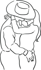 design vector one line art illustration of women and men in romantic day and celebration of love