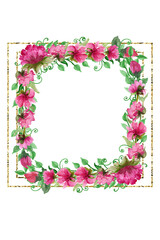 Frames with watercolor bouquets of flowers ,peonies,poppies, for Valentine's Day greeting cards ,invitations,for design works.