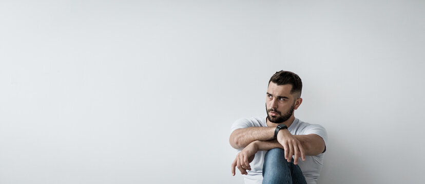 Depressed, worry for stress, guilty and afraid expression