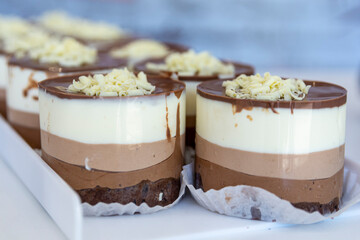 chocolate cake with cream and chocolate