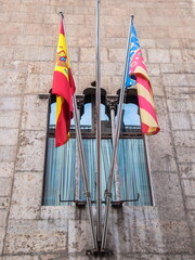 Flags of Spain and Valencia on the fortress wall