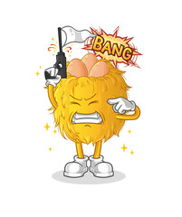 bird nest warning shot mascot. cartoon vector