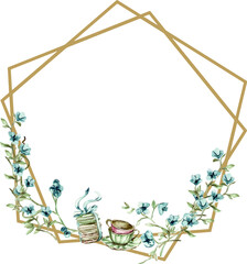 watercolor frames vintage romantic frames composition Watercolor Greenery Frames Compositions Green Leaves Branches  Aquarelle Arrangements Bright Foliage