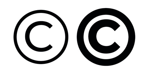 Copyright mark icons. Intellectual property sign. Vector illustration isolated on white background. Set of bold and thin copyright icon.