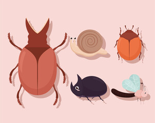 five cute bugs