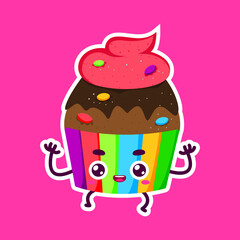 cute chocolate cake character vector