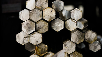 Hexagon metal,industrial,rust