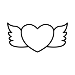 Heart line icon with angel wings. simple design editable. Design template vector