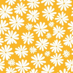 Seamless vintage pattern. White flowers . Yellow background. vector texture. fashionable print for textiles, wallpaper and packaging.