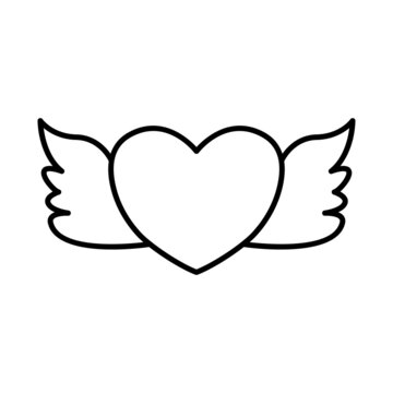 Heart line icon with angel wings. simple design editable. Design template vector