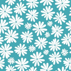 Seamless vintage pattern. White flowers . Light blue background. vector texture. fashionable print for textiles, wallpaper and packaging.