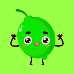 cute green lemon cartoon character vector