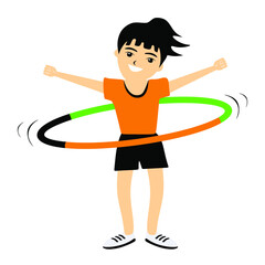 A cute girl is engaged in fitness, aerobics and yoga. a cute character will conduct a workout. Slim woman doing yoga, pilates, fitness.For poster, sticker, t-shirt, design on white background.